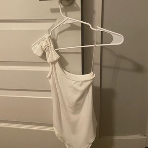 White One Shoulder Tie Bodysuit